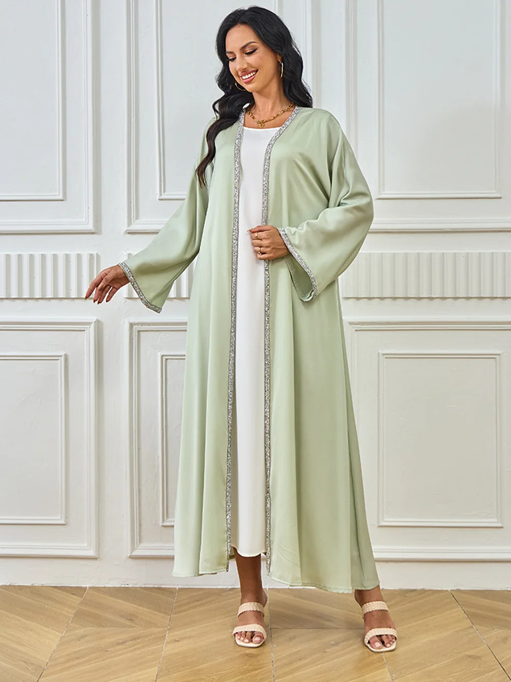 Кимоно Абая Турция Открытые Для Женщин Дубай Роскошные Мусульманские Платья