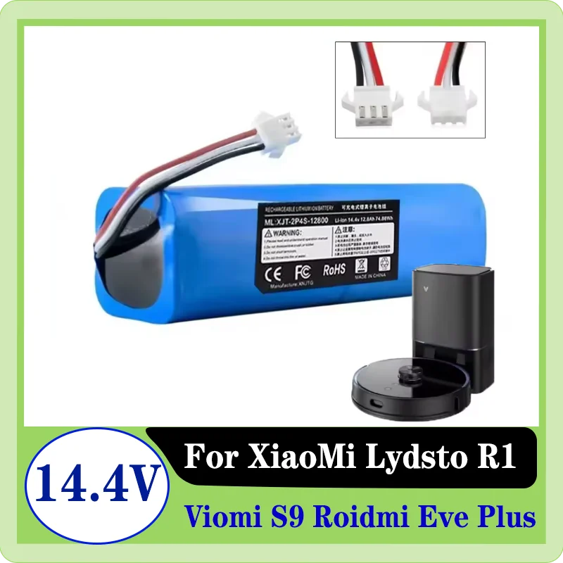 Фото Литий-ионный аккумулятор 14,4 В, 12800 мАч — для Xiaomi Viomi S9/Roidmi Eve Plus/Uoni V980 Plus/LDS M7 Pro/Lydsto R1//Tesvor M1/Neabot N1 N2 №2