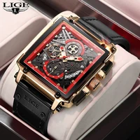 lige casual sport watch for men black top brand luxury military leather wristwatch man clock fashion chronograph mens watches