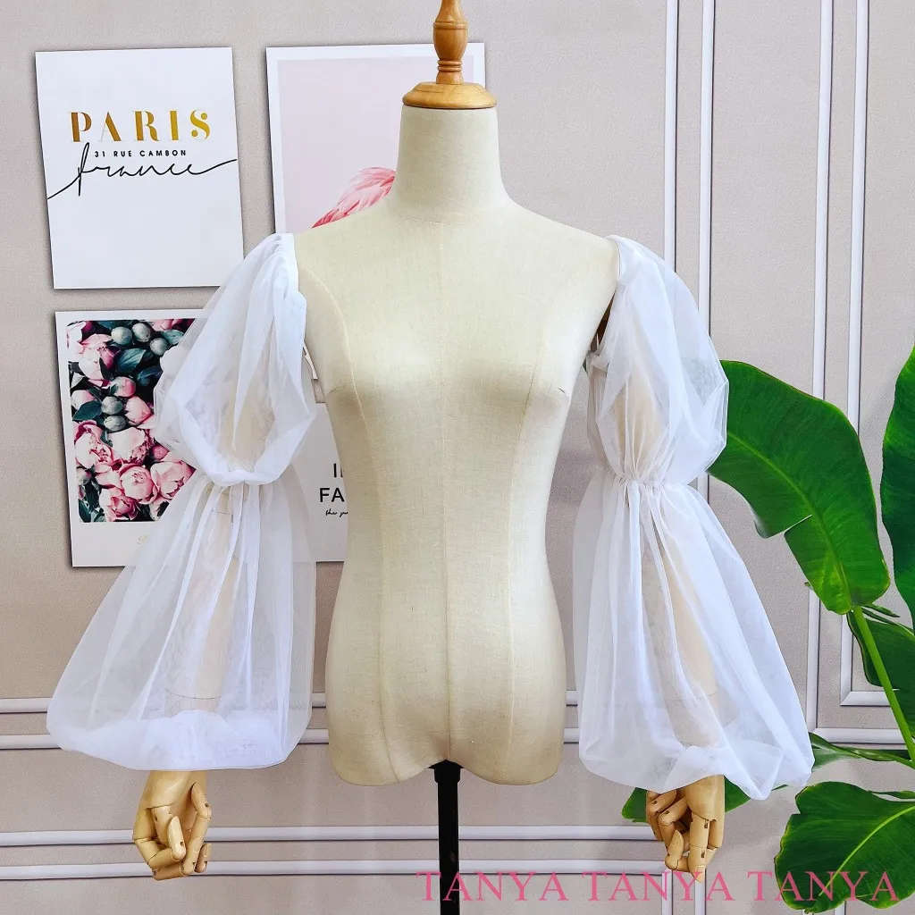 

Detachable Long Puffy Sleeves For Wedding Simple Elegant Sleeves Bridal Accessories Handmade Bride Fingerless Gloves DQG1396