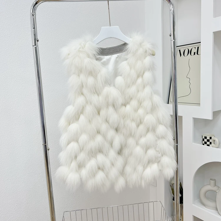 Real Fur Vest 100% Real Fox Fur Jacket Genuine Fur Gilet Natural Fur Jacket Fashion Slim Fur Coat High Quality Streetwear