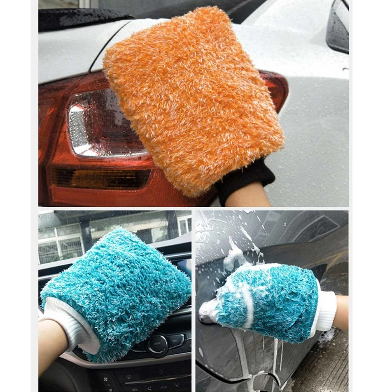 

T3ED Plush Mitt High Density Auto Wash Cloth Ultra Super Absorbancy Car Sponge Fluff Glove Cleaning Towel Wax Detailing Brush