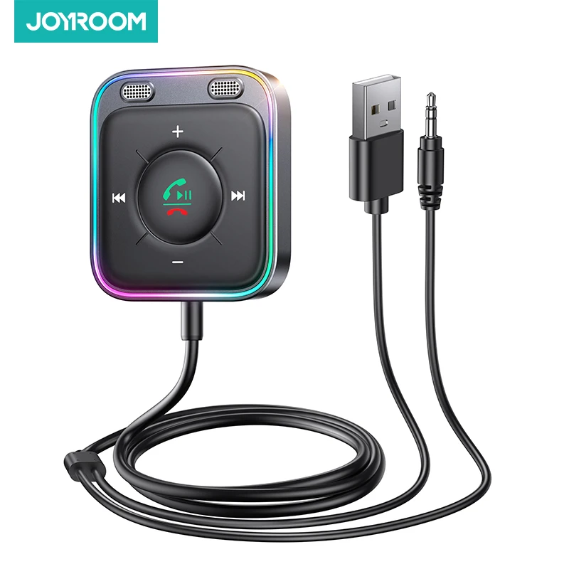 Joyroom Bluetooth 5.3 Car Adapter Enhanced Dual Mics ENC Noise Cancellation 3.5mm AUX Adapter Bluetooth Wireless Receiver