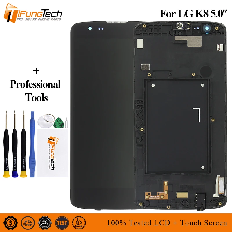 

For LG K8 LTE K350 K350N K350E K350DS New LCD Display Touch Screen Digitizer Assembly Repair Parts +With Frame +Fool +Tested