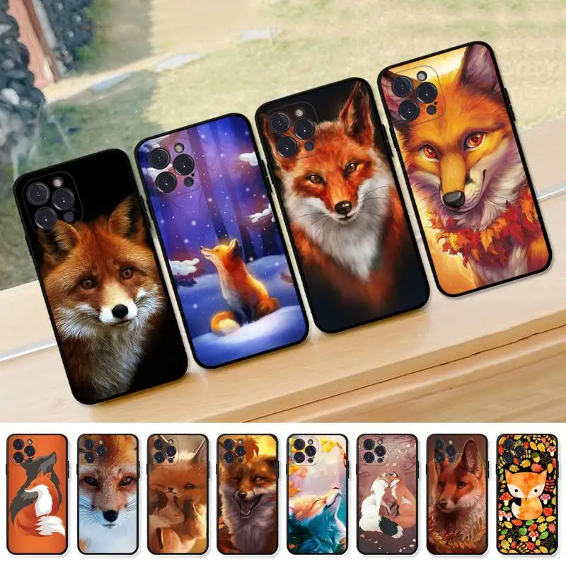 

Cute Fox In Autumn leaves fores Phone Case for iPhone 13 12 Mini 11 14 Pro Max Xs X Xr 7 8 Plus 6 6s Se 2022 silicone Cover