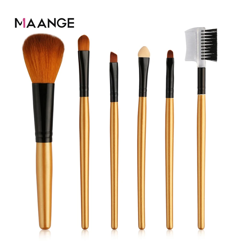 

Maange Maange 6 Champagne Complexion Makeup Brushes Set Blush Brush Eye Shadow Brush Brow Brush Soft And Comfortable Beauty Tool