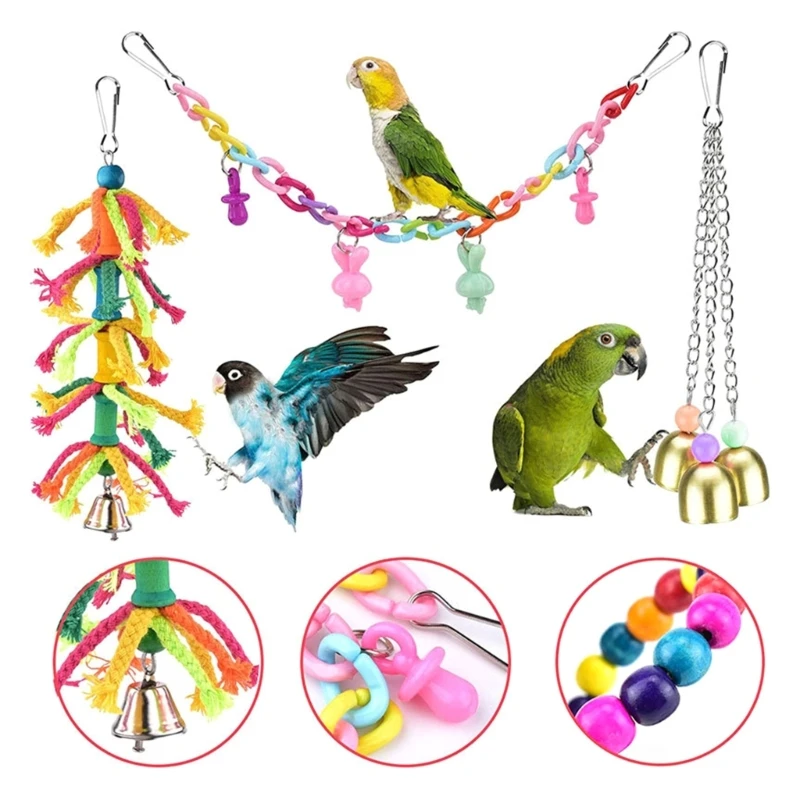 

Parrot Toy Kit Bird Cage Toy For Finches Parrot Bite Toy Birds Swing Chewing Bird Toy Bird Toy Accessories