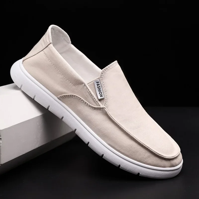 

New Mens Canvas Shoes Lightweight Sneakers Lazy Flats Loafers 2023 Spring Low To Help Casual Shoes Male Slip-on Vulcanized Shoes