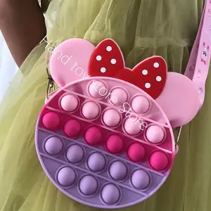 Disney Antistress Toys Pop Bag Push Bubble Toy Rainbow Coin Purse Wallet Lady Bag Silica Simple Dimp