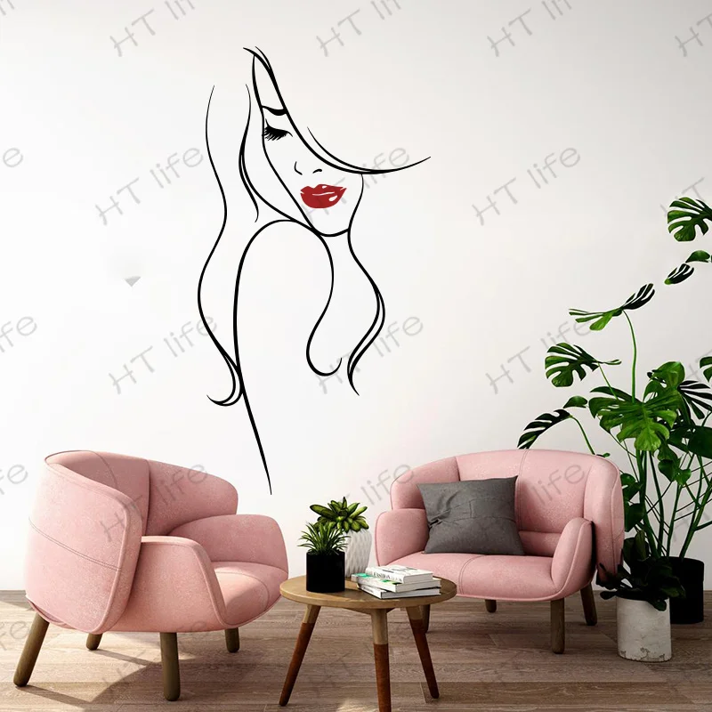 Сексуальная Женская модная Наклейка на стену для салона красоты, девушка, комната, подросток, макияж, Парикмахерская, спа, губы, настенная наклейка, магазин виниловых украшений