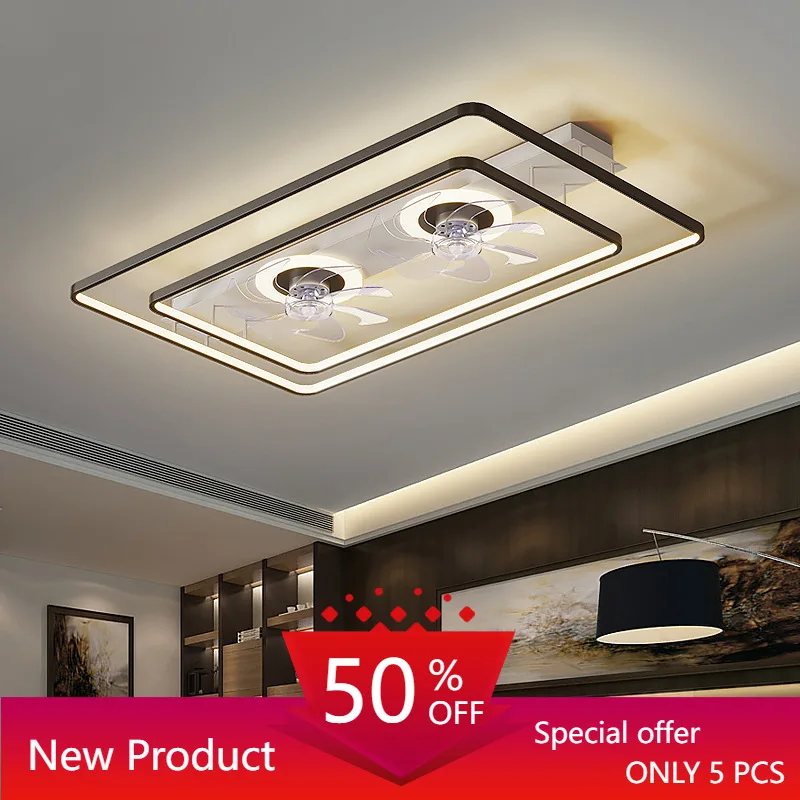 

Nordic Smart LED Ceiling Light with Fan for Living Room Remote Control Included Surface Mounted Chandelier Lamps AC 110V or 220V