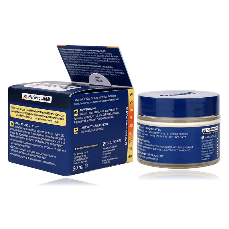 Balea Q10 Регенерирующий ночной крем против морщин с формулой Omega Подтягивает