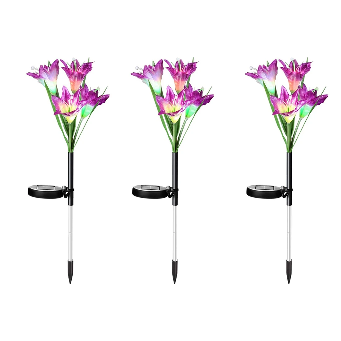

Solar Lights Outdoor Garden Decor 3 Pack Waterproof Outdoor Solar Garden Lights with 12 Bigger Flowers