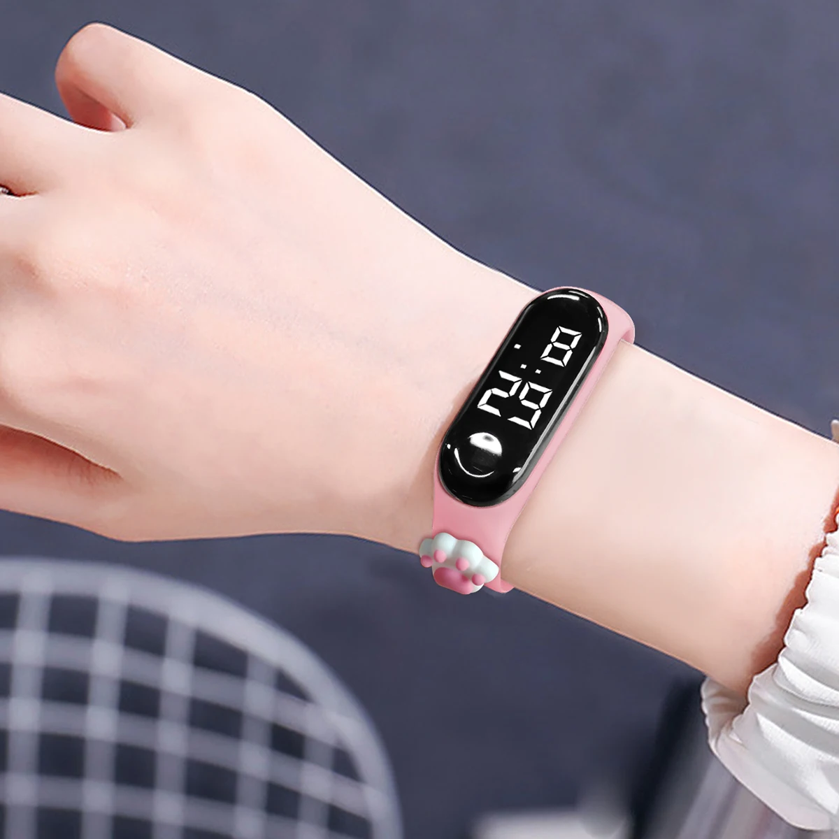 Детские спортивные умные часы с милым медвежонком и светодиодной подсветкой