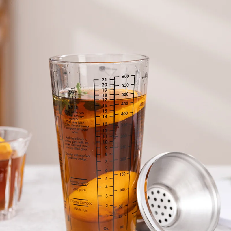 400/600 мл стеклянный шейкер для коктейлей прозрачная чашка смешивания ручной