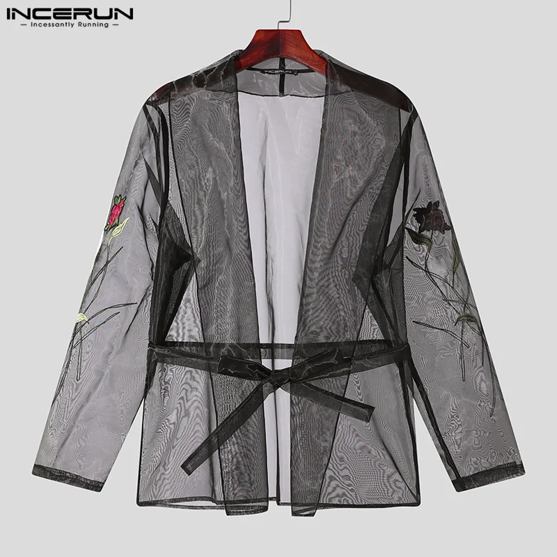 Топы INCERUN 2024 модные мужские рубашки в американском стиле с наклейками роз