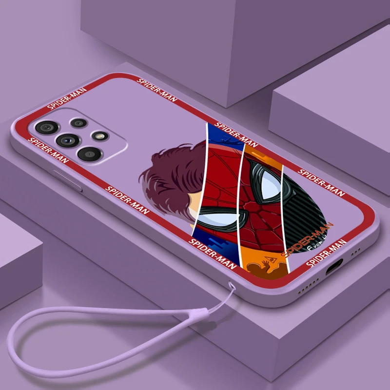 

Marvel SpiderMan Hulk Logo Liquid Rope Phone Case For Samsung A73 A72 A71 A52 A53 A54 A51 A42 A34 A32 A14 A21 A13 A04 A03