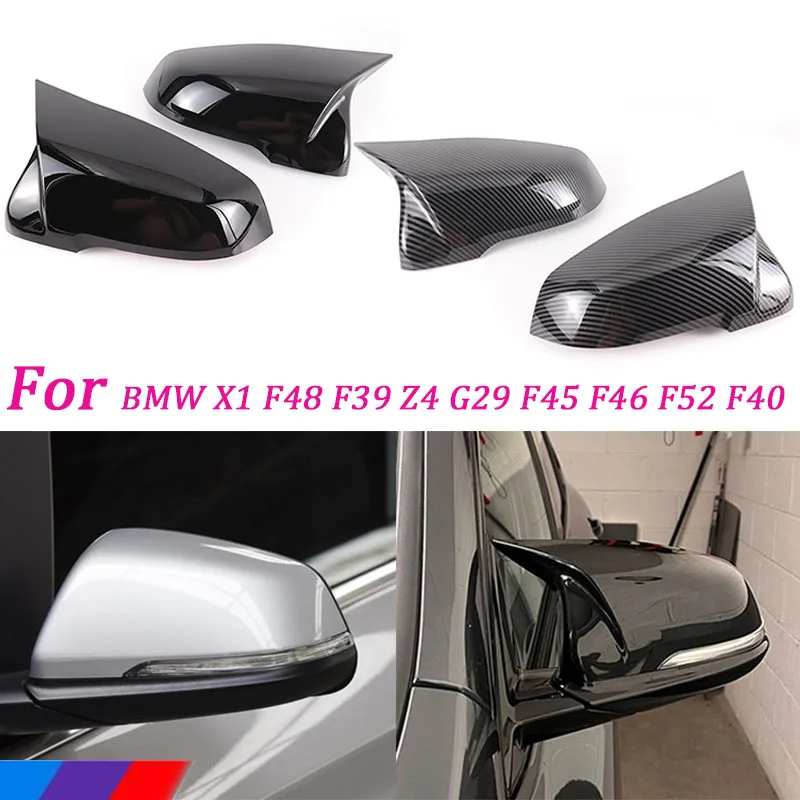 

2pcs Glossy carbon fiber Black Side Wing modified Rearview Mirror Cover caps For BMW x1 x2 F48 F49 F39 F52 F40 F45 F46 Z4 G29