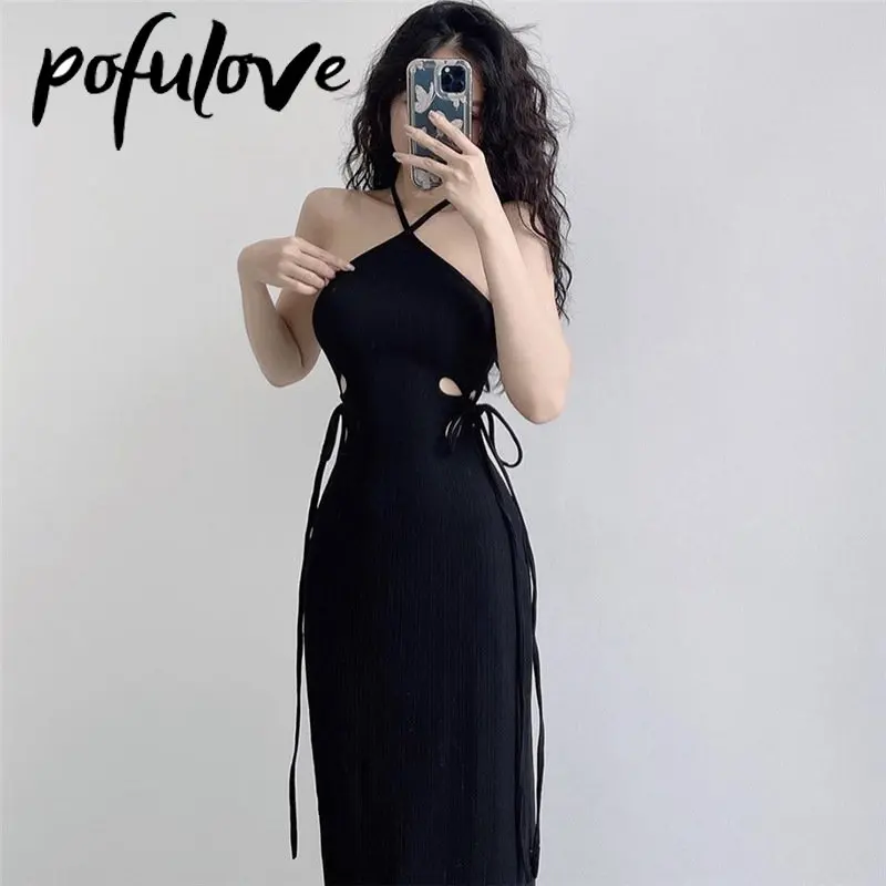 

Женское винтажное трикотажное платье с открытой спиной, без рукавов