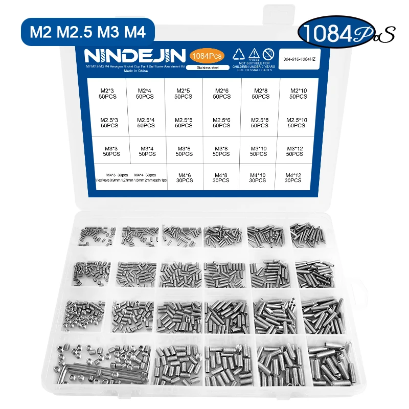 

Набор винтов NINDEJIN Grub M2-M10 нержавеющая сталь 355 шт