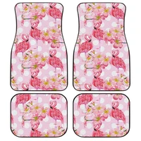 pink flamingo car floor mats custom flower car accessories 4pcs pack