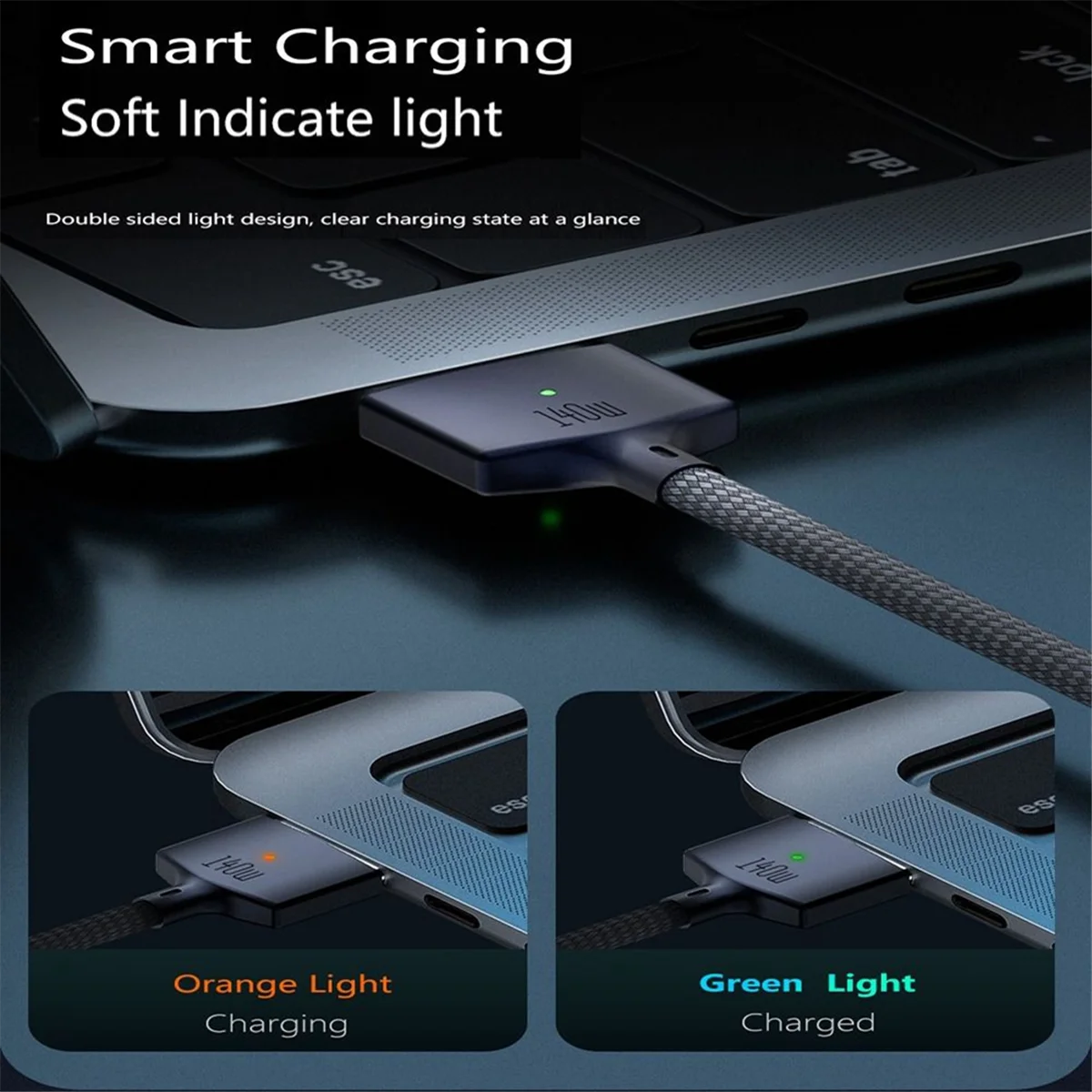 PD 140 Вт Magsafe 3 Магнитный кабель для быстрой зарядки из цинкового сплава MacBook Air/Pro