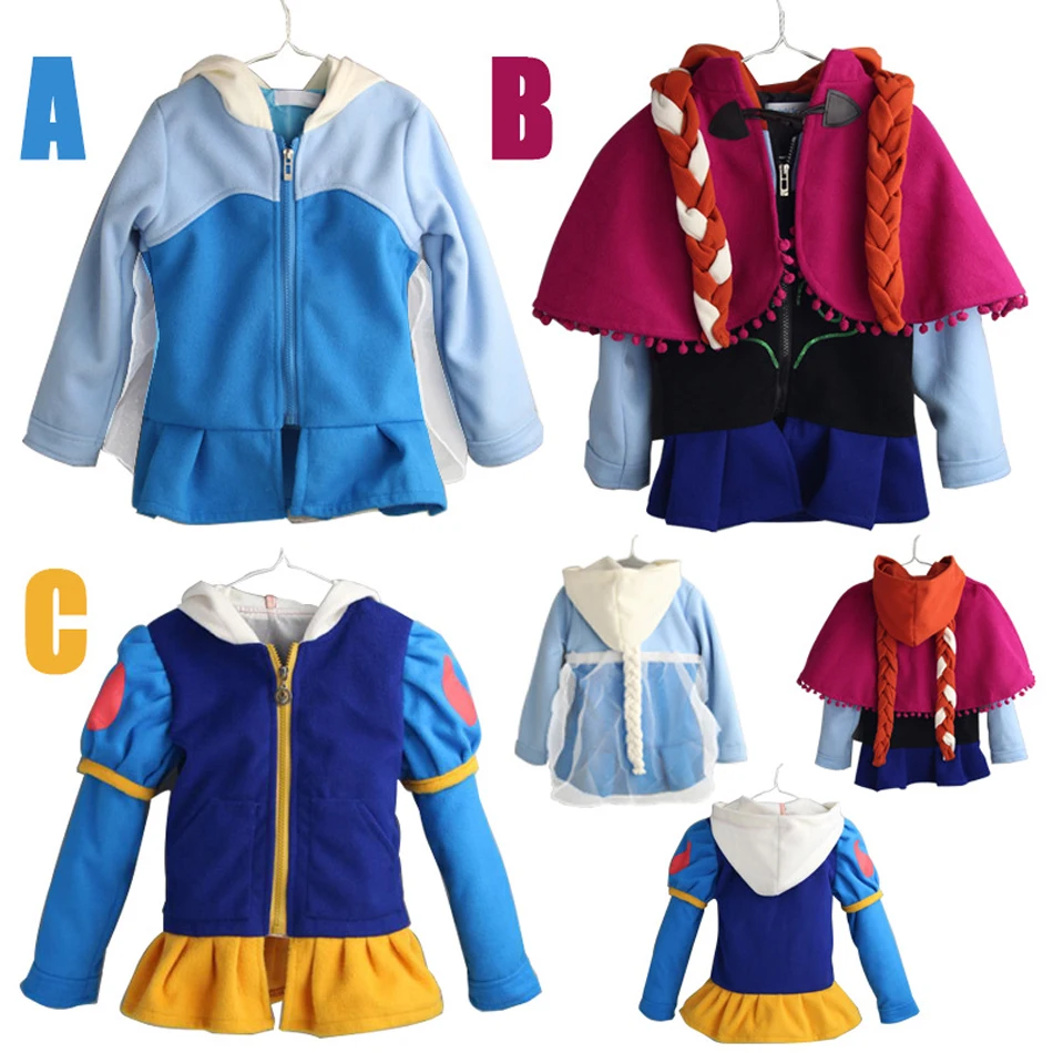 

Frozen 2 Elsa Coat Spring Autumn Girls Anna Jacket with Cloak Snow White Hooded Clothes Jacket Children Outwear Princess Coat 3-