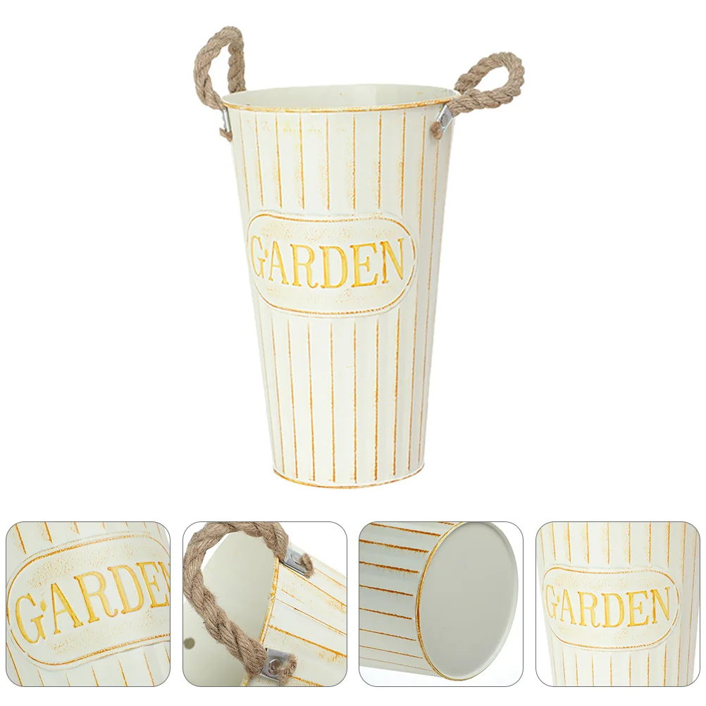 

Flower Vase Bucket Vintage Galvanized Rustic Farmhouse Metal Jug Shabby Pitcher Holder Centerpiece Iron Vases Organizer