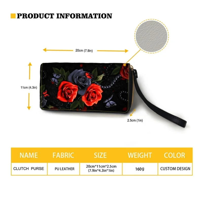 Belidome Butterfly Rose Gifts Wristlet Wallets for Womens Leather Credit Card Holder RFID Blocking Large Capacity Purse Clutch