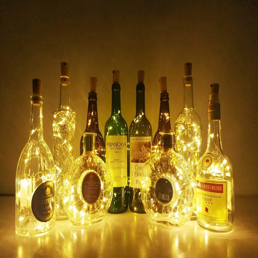 led wine bottle lights with cork 0 75m 2m fairy mini string lights for liquor crafts party wedding decoration free global shipping