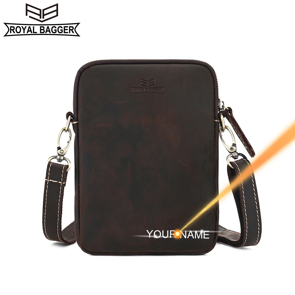 

Королевский рюкзак, сумки через плечо для мужчин, Ретро сумка-мессенджер из натуральной воловьей кожи Crazy Horse на молнии, 1393