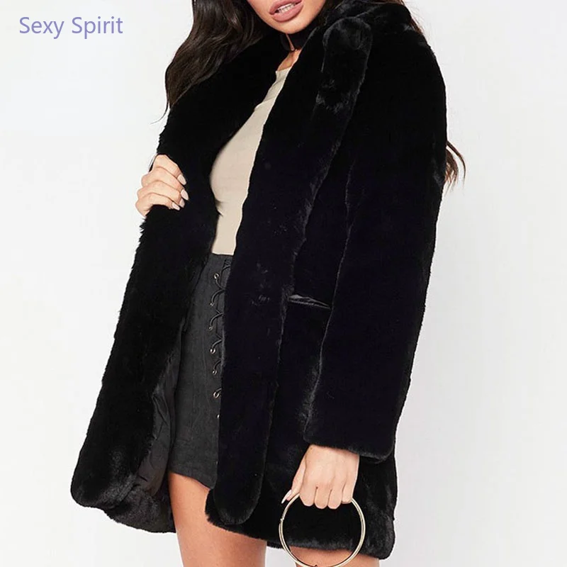 Fashion Winter Jacket Women  Casual Women Faux Fur Coat Black Plus Size Jackets Plush Coat Oversized Casaco Feminino Jaqueta