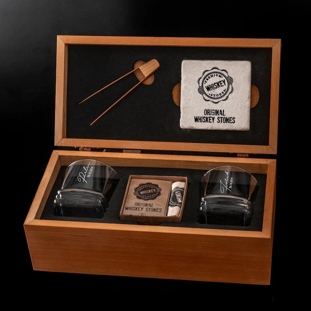 

İsme Special Year Anniversary Gift Texas 2li Whisky Shot Glass Set-Name and Date Is Written-Take Message After Order