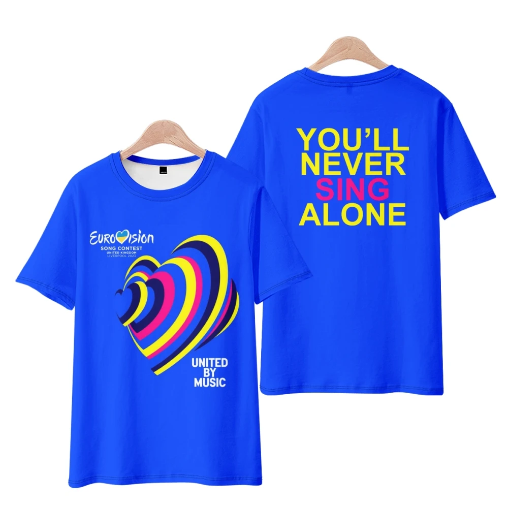 

Eurovision T-Shirt Never Sing Alone 2023 Eurovision Song Contest Crewneck Short Sleeve Tee Women Men's Tshirt Fashion Clothes