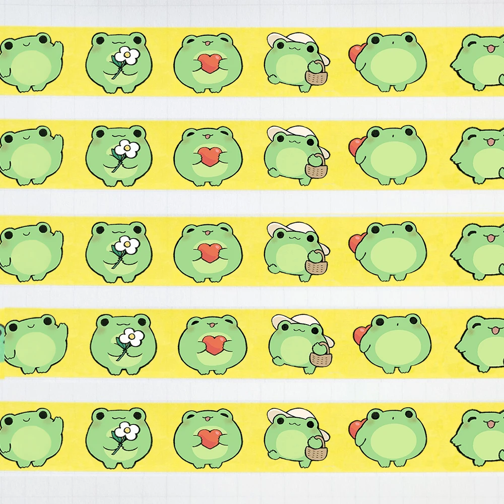 

1 Roll Cute Frog Washi Tape Self Adhesive Tape Sticker for Planner, Scrapbook, DIY Card Making, Craft Decoration