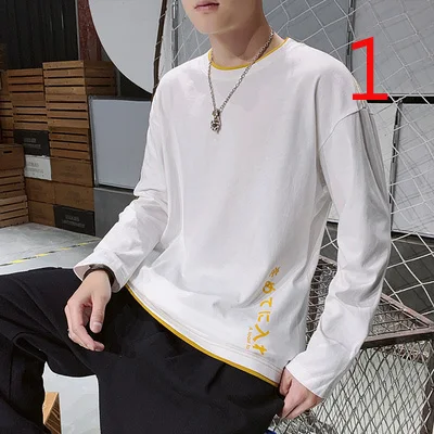 

Футболка с высоким воротом и длинным рукавом, мужской Молодежный Повседневный пуловер, рубашка, Осенний тонкий свитер