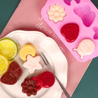 6 holes diy insect silicone mold flower butterfly bee ladybug cake fondant chocolate pudding baking tools handmade soap ice tray
