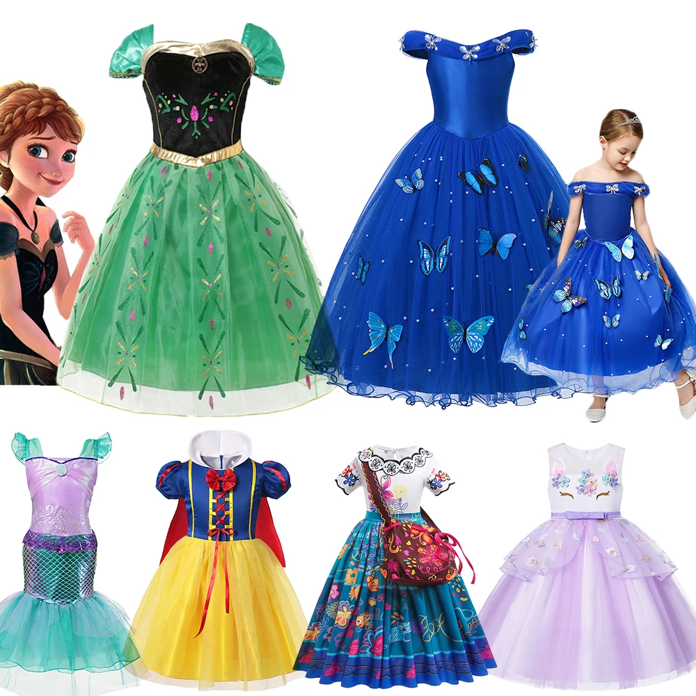 

Disney Cinderella Princess Dress for Girl Costume Luxury Ball Gown Dress Birthday Party Fancy Halloween Elsa Anna Snow White
