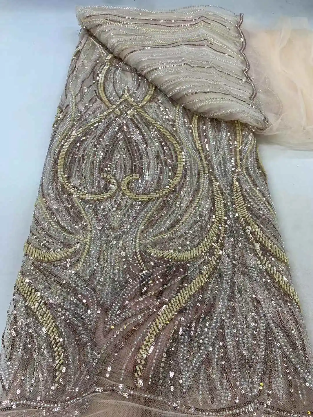 Новейшая африканская кружевная ткань с бисером белая вышивка французская сетка