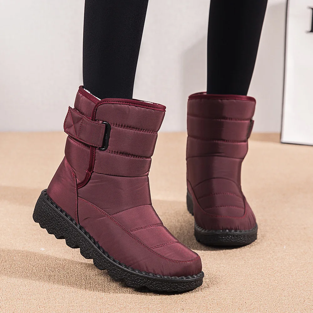 

2022 Waterproof Snow Boots Women Shoes Thicken Warm Plush Winter Mid Calf Boots Woman Non Slip Cotton Padded Shoes 35-43