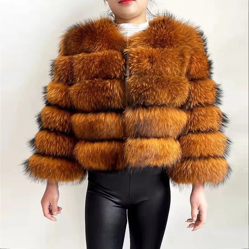 Winter Female Luxury Raccoon Fur Jacket Fast Shipping Windbreaker Genuine Leather Coat Women Natural Fur Coats Women Fur Coat enlarge