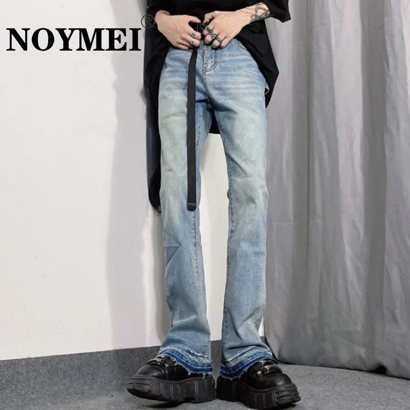 

NOYMEI American Trendy High Street Vintage Washed Micro Horn Denim Pants Men's Elastic Slim Hiphop Jeans Fashion Trousers WA1537