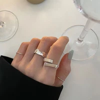 2022 geometric shape rings womens fashion 4 piece open ring set girls party ornaments anillos mujer