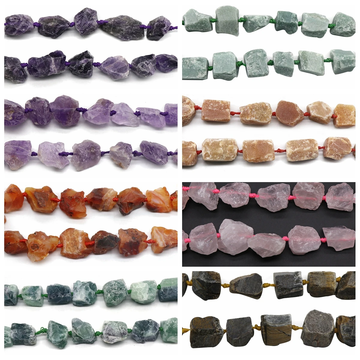 

Tumbled Crystal & Gemstone Nugget Rough Gems Stone 15 inch Chakras Healing Loose Beads For DIY Making Jewelry