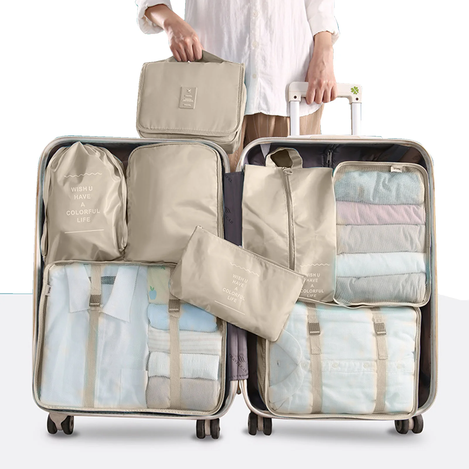 

Travel Bags Organizer For Luggage 7 PCS Travel Organizer Luggage Packing Organizers With Toiletry Bag Mesh Design For Convenient