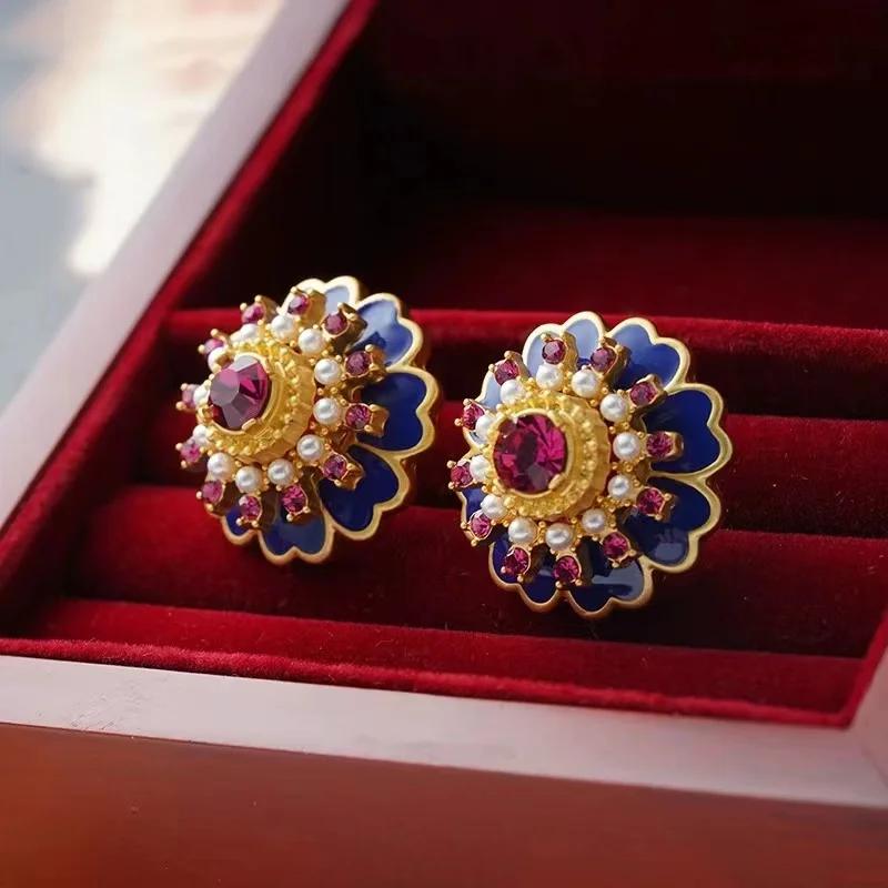 

Серьги в форме цветка для женщин, дизайнерские серьги высокого класса, модные темпераментные серьги 2023, новые дворцовые ретро-серьги