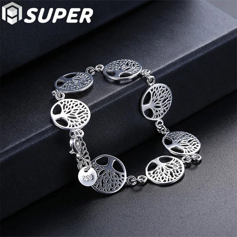 

925 Sterling Silver Tree of Life Chain Bracelet For Women Wedding Engagement Party Fashion Jewelry