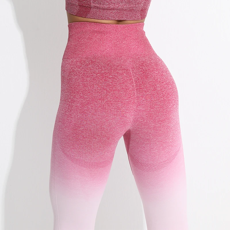 High Waist Sportswear Yoga Pants Seamless Gradient Leggings Gym for Women Clothing Workout Running Tights Fitness Female Pants