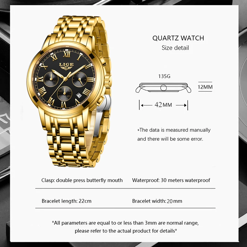 LIGE  New Fashion Women Watches Ladies Top Brand luxury Waterproof Quartz Clocks Watch Women Stainless Steel Date Gift Clock