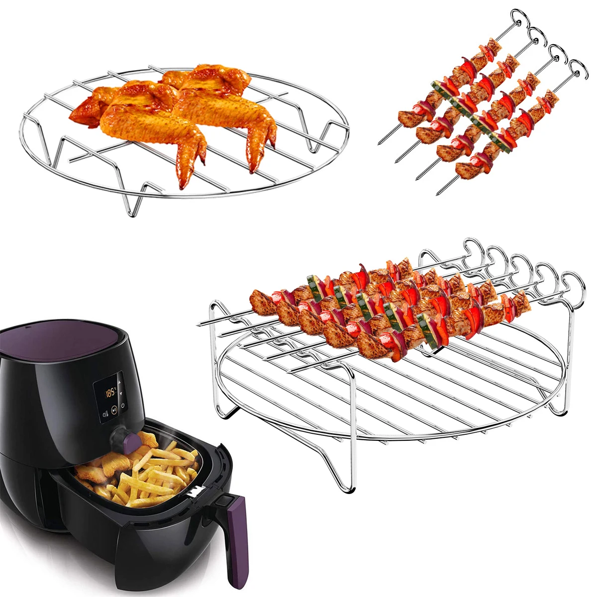 

Аксессуары для воздушной фритюрницы, стеллажи для готовки на пару из нержавеющей стали, стеллаж для воздушной фритюрницы, гриля, пищевой ст...